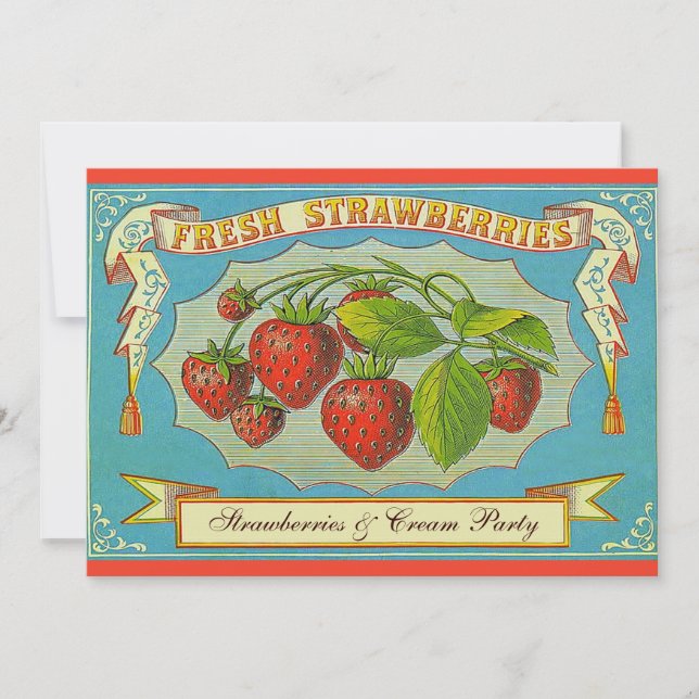 Strawberries & Cream Party Invitation (Front)