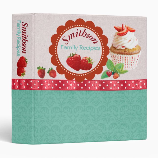 Strawberries & Cream Personalized Recipe Binder (Front/Spine)