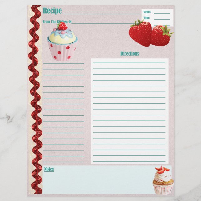 Strawberries & Cream Recipe Page (Front)