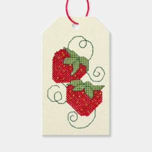 Strawberries Cross Stitch Gift Tags