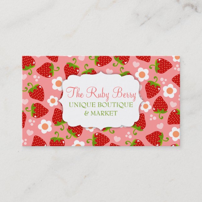 Strawberries Custom Business Calling Card (Front)