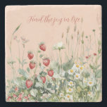 Strawberries Daisy Flowers Stone Coaster<br><div class="desc">Strawberries Daisy Flowers</div>