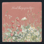 Strawberries Daisy Flowers Stone Coaster<br><div class="desc">Strawberries Daisy Flowers</div>
