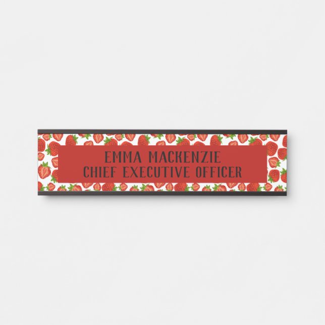Strawberries Elegant Office Name Plate Door Sign (Front)