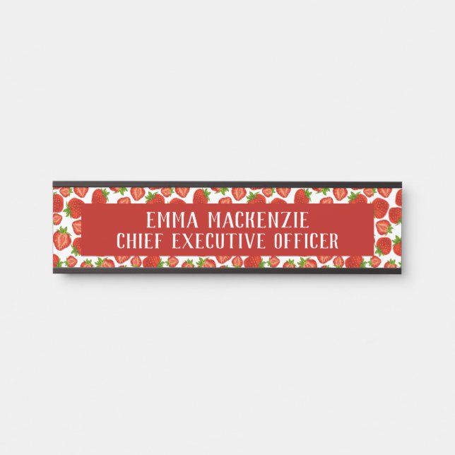 Strawberries Elegant Office Name Plate Door Sign (Front)