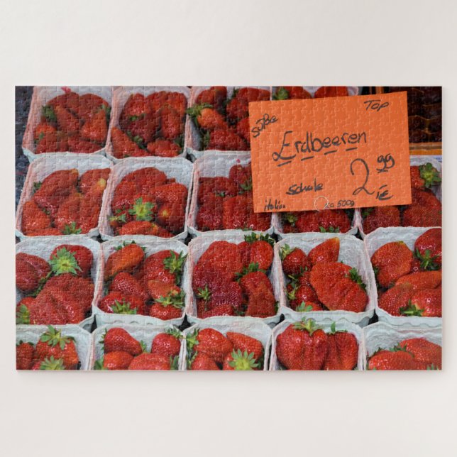 Strawberries - Erdbeeren - Munich Market - 20x30 Jigsaw Puzzle (Horizontal)