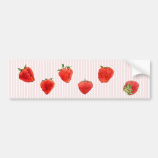 Strawberries Falling pink stripes Bumper Sticker