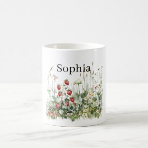 Strawberries & Flowers Garden Coffee Mug
