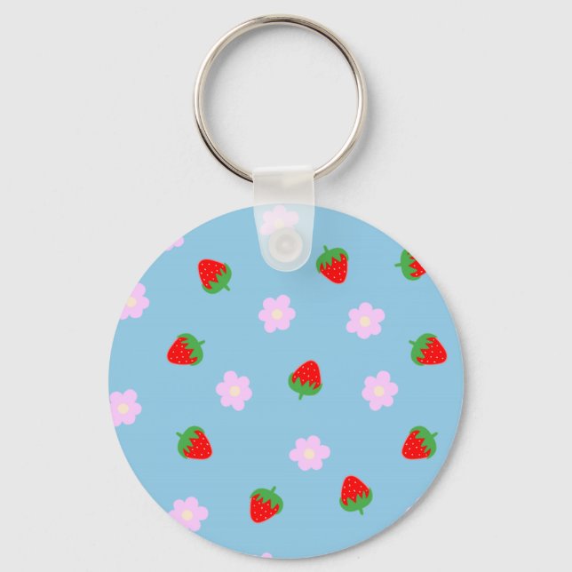Strawberries & Flowers Keychain (Front)