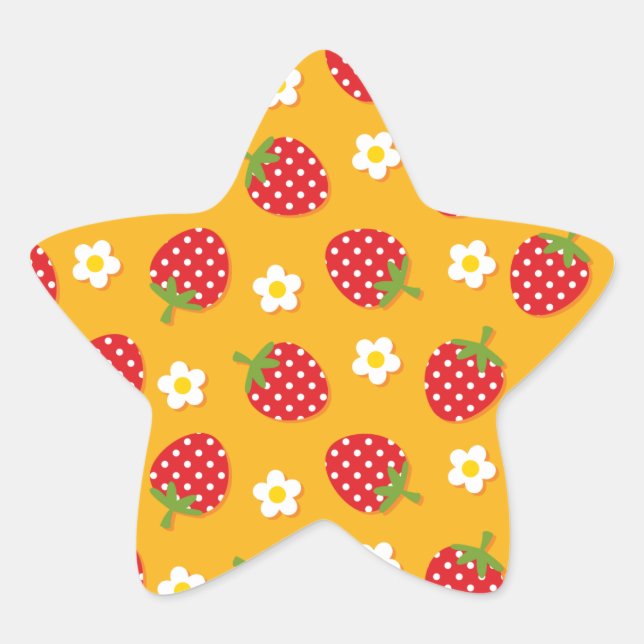 Strawberries & Flowers Star Sticker (Front)