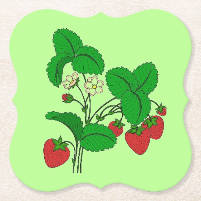 Strawberries for Breakfast Paper Coaster (Front)