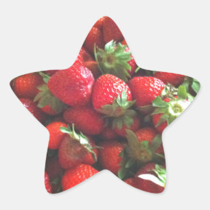 Strawberries   fresh picked red berries   star sticker