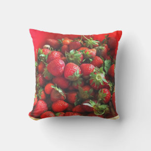 Strawberries fresh picked red berries throw pillow