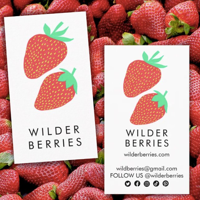 Strawberries Fun Fruit Farmer Nutritionist Berries Business Card (Creator Uploaded)