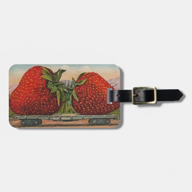 Strawberries Giant Antique Fruit Fun Luggage Tag (Front Horizontal)
