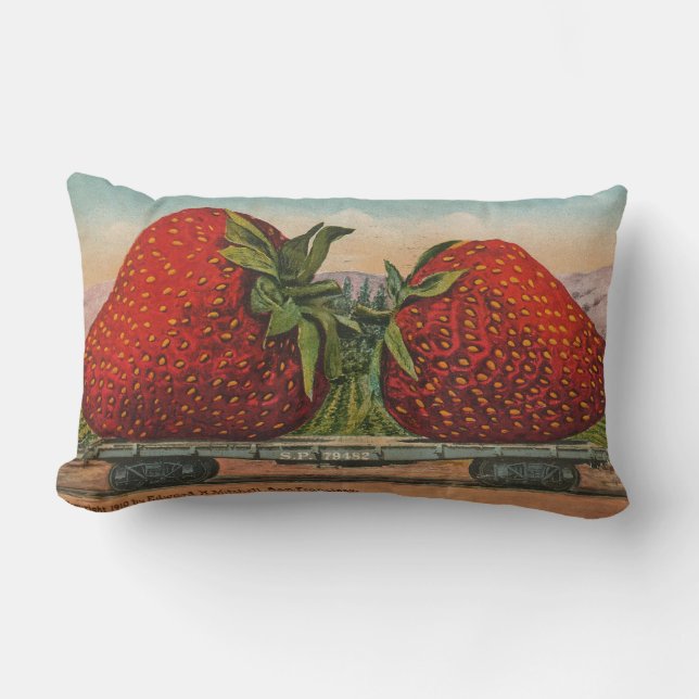 Strawberries Giant Antique Fruit Fun Lumbar Pillow (Front)