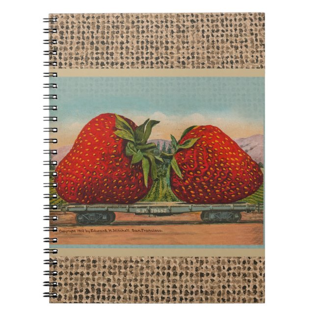 Strawberries Giant Antique Fruit Fun Notebook (Front)