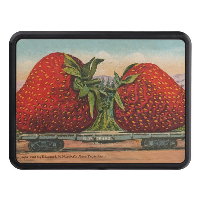 Strawberries Giant Antique Fruit Fun Trailer Hitch Cover (Front)