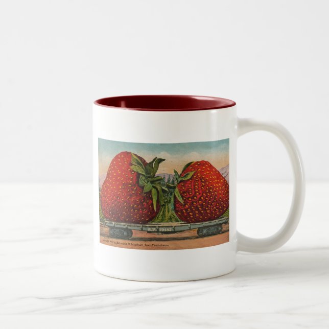 Strawberries Giant Antique Fruit Fun Two-Tone Coffee Mug (Right)