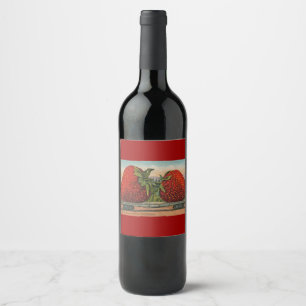 Strawberries Giant Antique Fruit Fun Wine Label