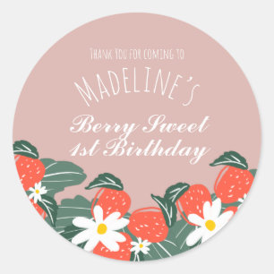 Strawberries Hand Drawn Botanical Birthday Classic Round Sticker