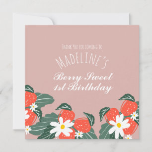 Strawberries Hand Drawn Botanical Birthday  Thank You Card