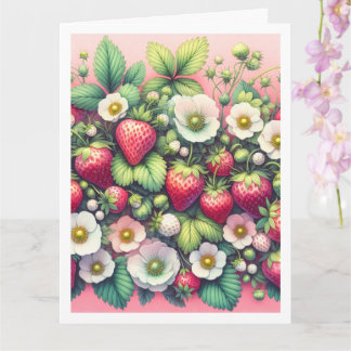 Strawberries Happy Birthday Add Your Text Greeting Card