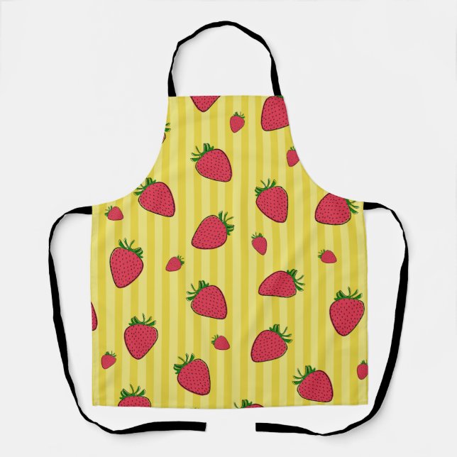 Strawberries Illustration Apron (Front)