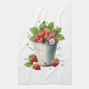 Strawberries in a Bucket Kitchen Towel