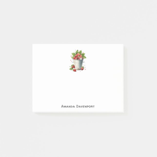 Strawberries in a Bucket Post-it Notes (Front)