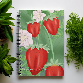 Strawberries in Bloom – Customizable front text Notebook