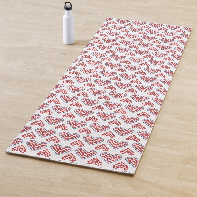 Strawberries In Blueberry Hearts Yoga Mat (In Situ)