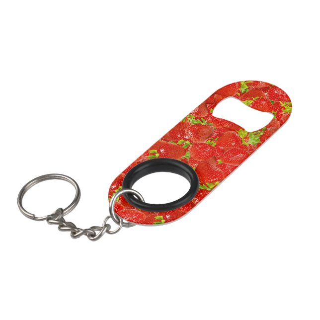 Strawberries Keychain Bottle Opener (Front Angled)