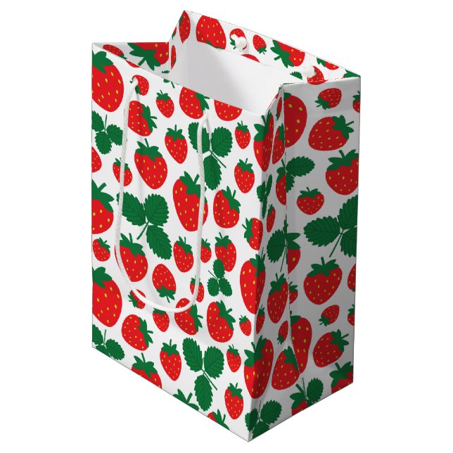 Strawberries Medium Gift Bag (Front Angled)