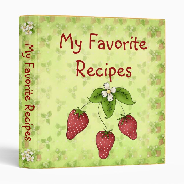 Strawberries My Favourite Recipe Binder (Front/Spine)