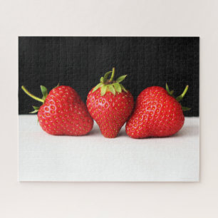 Strawberries On Black Over White 16x20 520pc jpcna Jigsaw Puzzle