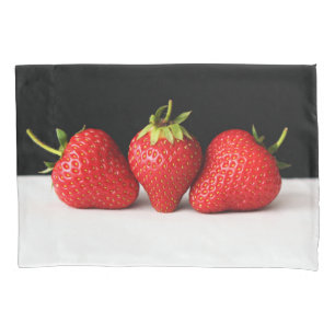 Strawberries On Black Over White bedpccn Pillowcase