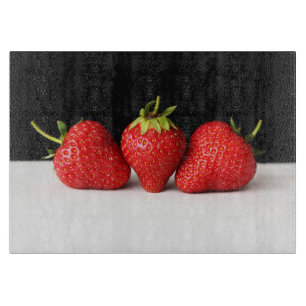 Strawberries On Black Over White cba Cutting Board