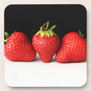 Strawberries On Black Over White coastercna Coaster