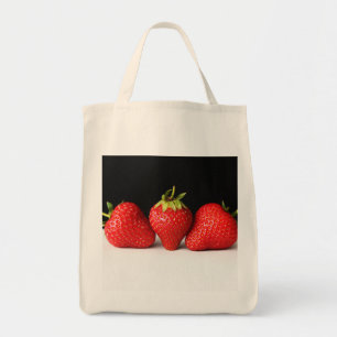 Strawberries On Black Over White gta Tote Bag