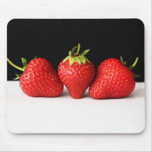 Strawberries On Black Over White mpcna Mouse Pad