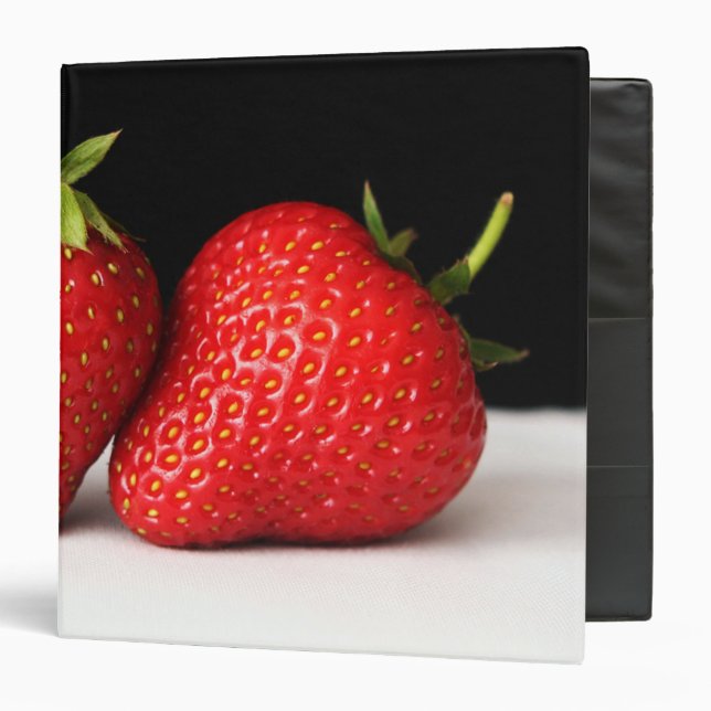 Strawberries On Black Over White rbcna Binder (Front/Inside)