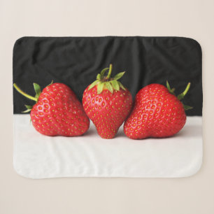 Strawberries On Black Over White sbcna Sherpa Blanket