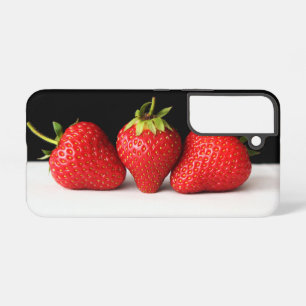 Strawberries On Black Over White sga Samsung Galaxy Case