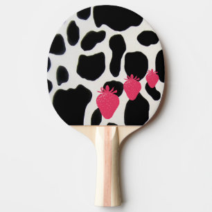 Strawberries on Cow Print Ping Pong Paddle