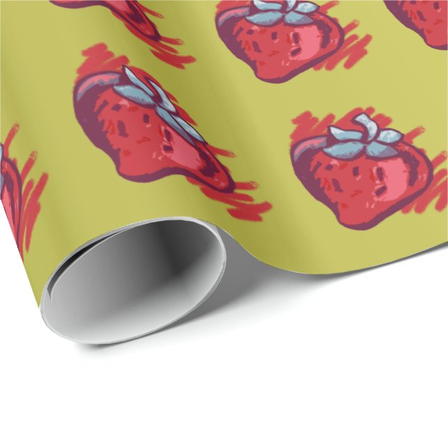 Strawberries On Gold Craft Items Wrapping Paper (Roll Corner)