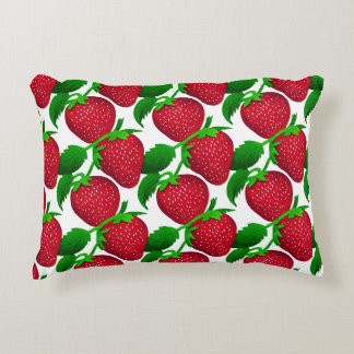 Strawberries on White Background Pattern Accent Pillow