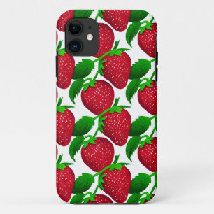 Strawberries on White Background Pattern iPhone 11 Case