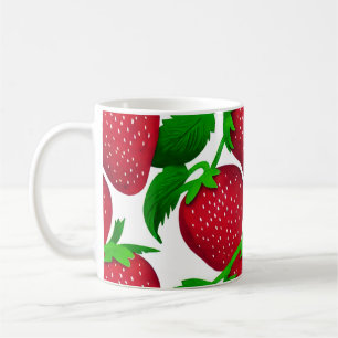 Strawberries on White Background Pattern Coffee Mug