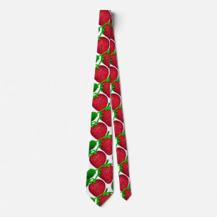Strawberries on White Background Pattern  Tie
